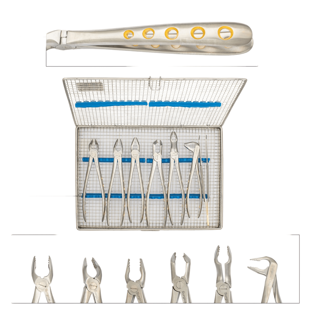 "Sure Grip" Extraction Forceps - Set of 6 w/Cassette